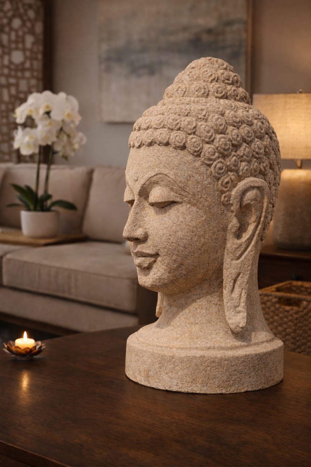 Sandstone Buddha Head – Timeless Calm