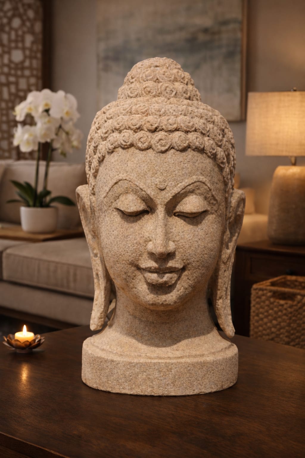 Sandstone Buddha Head – Timeless Calm
