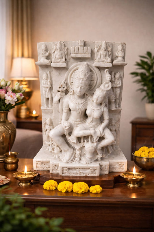 Shiv–Parvati – Marble Harmony