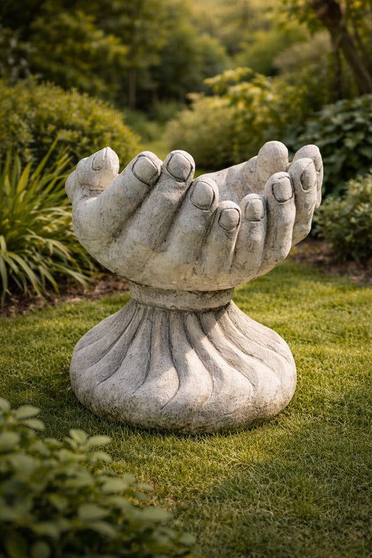 Cupped Palm Bird Bath – Nature’s Offering